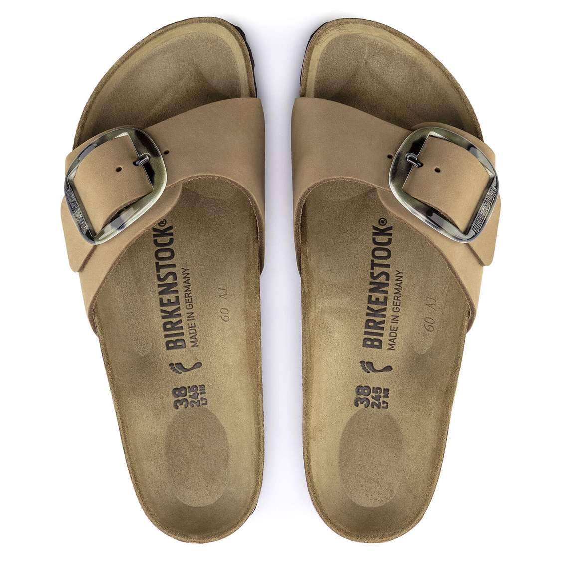 Green Birkenstock Madrid Big Buckle Nubuck Leather Women's One Strap Sandals | hDkikdAF713