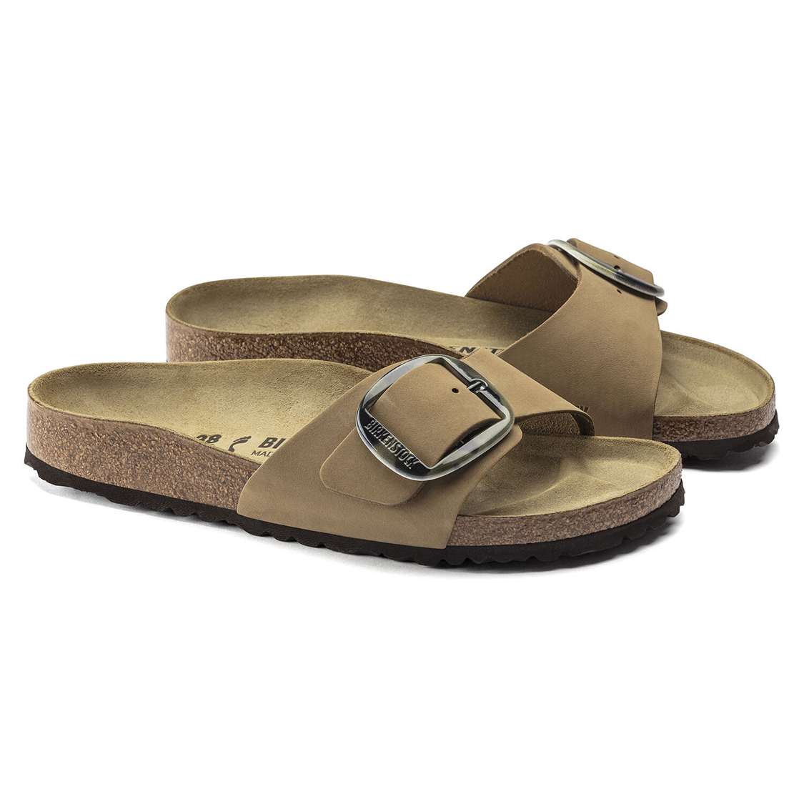 Green Birkenstock Madrid Big Buckle Nubuck Leather Women's One Strap Sandals | hDkikdAF713