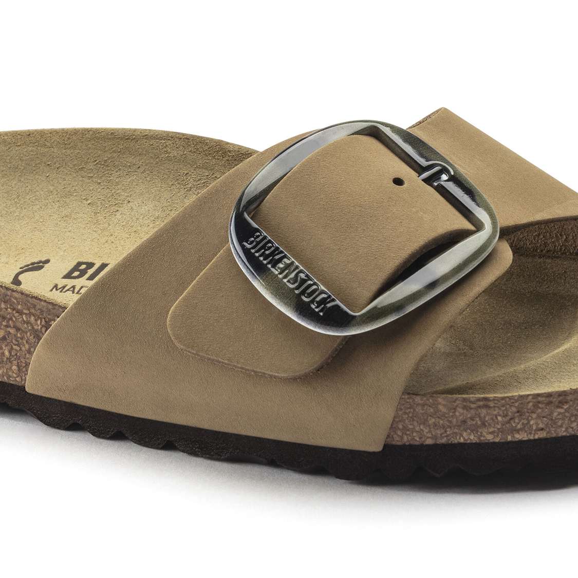 Green Birkenstock Madrid Big Buckle Nubuck Leather Women's One Strap Sandals | hDkikdAF713