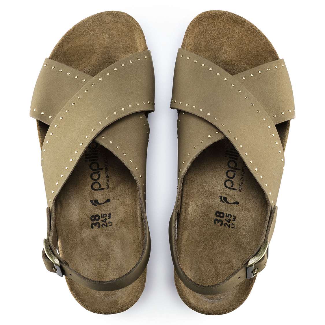 Green Birkenstock Samira Nubuck Leather Women's Two Strap Sandals | NiUBwn9qF6X