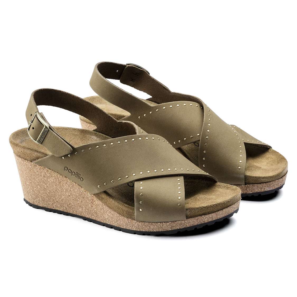 Green Birkenstock Samira Nubuck Leather Women's Two Strap Sandals | NiUBwn9qF6X