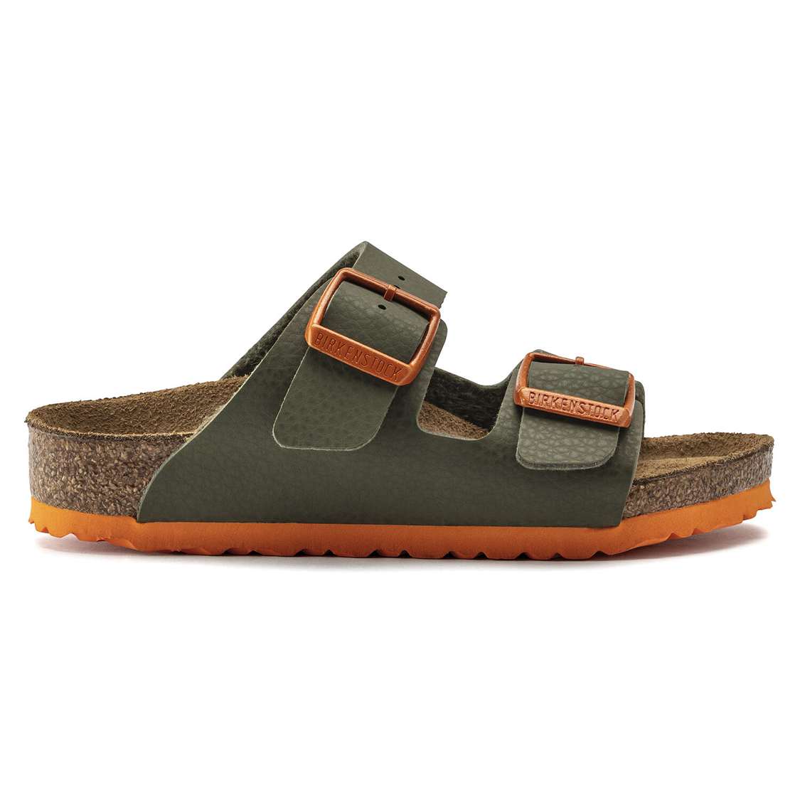 Green / Orange Birkenstock Arizona Birko-Flor Kids' Boys Sandals | mzXid2qyAUC