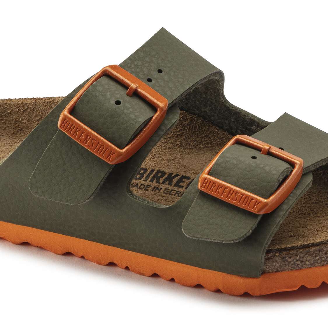 Green / Orange Birkenstock Arizona Birko-Flor Kids' Boys Sandals | mzXid2qyAUC