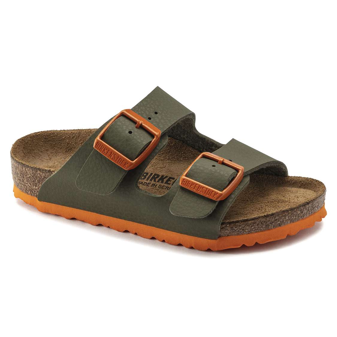 Green / Orange Birkenstock Arizona Birko-Flor Kids\' Boys Sandals | mzXid2qyAUC