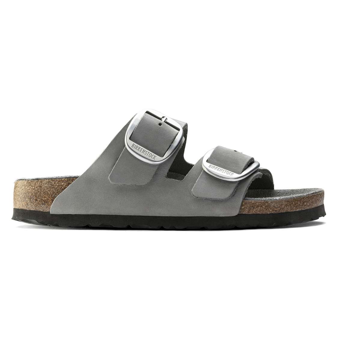 Grey Birkenstock Arizona Big Buckle Nubuck Leather Women's Two Strap Sandals | FWS2CWixRLV