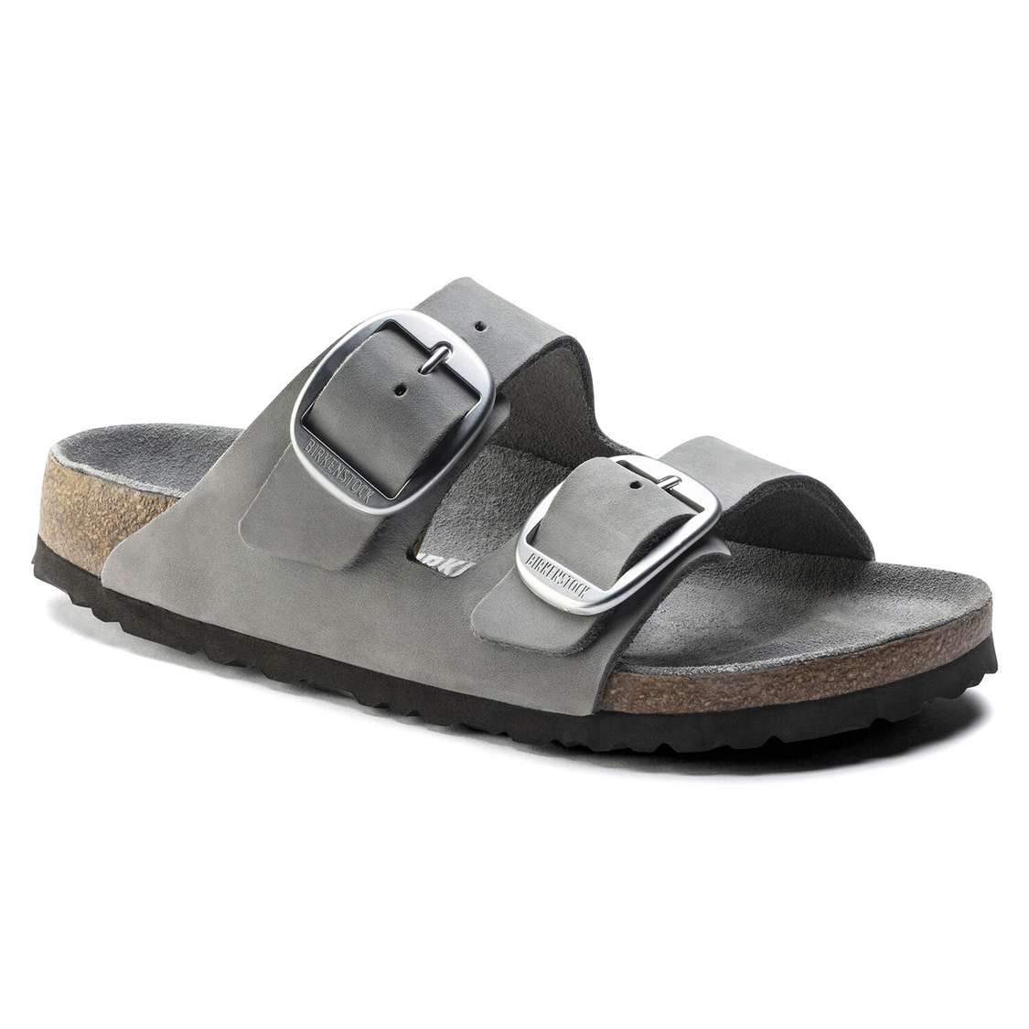 Grey Birkenstock Arizona Big Buckle Nubuck Leather Women\'s Two Strap Sandals | FWS2CWixRLV