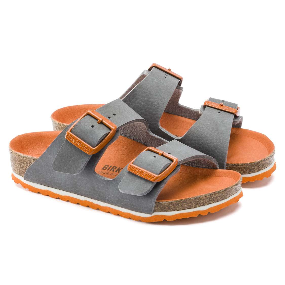 Grey Birkenstock Arizona Birko-Flor Kids' Boys Sandals | JjXLmsGhJCy