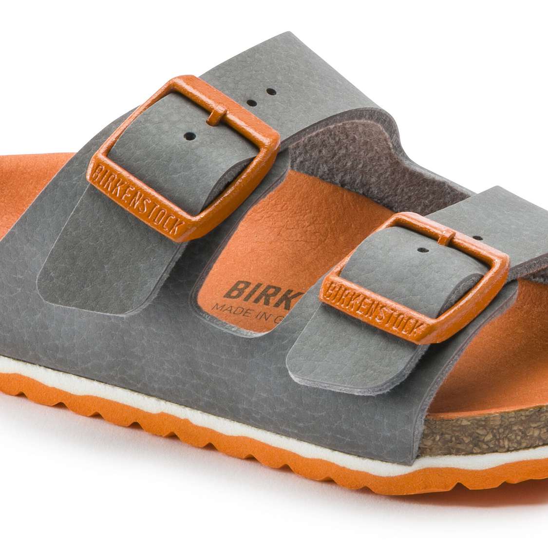 Grey Birkenstock Arizona Birko-Flor Kids' Boys Sandals | JjXLmsGhJCy