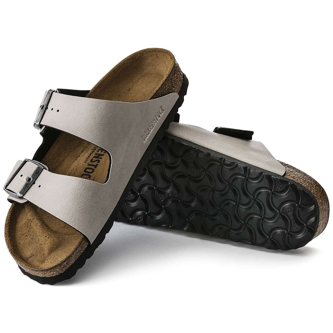 Grey Birkenstock Arizona Birko-Flor Men's Two Strap Sandals | D1iXWXInAF5