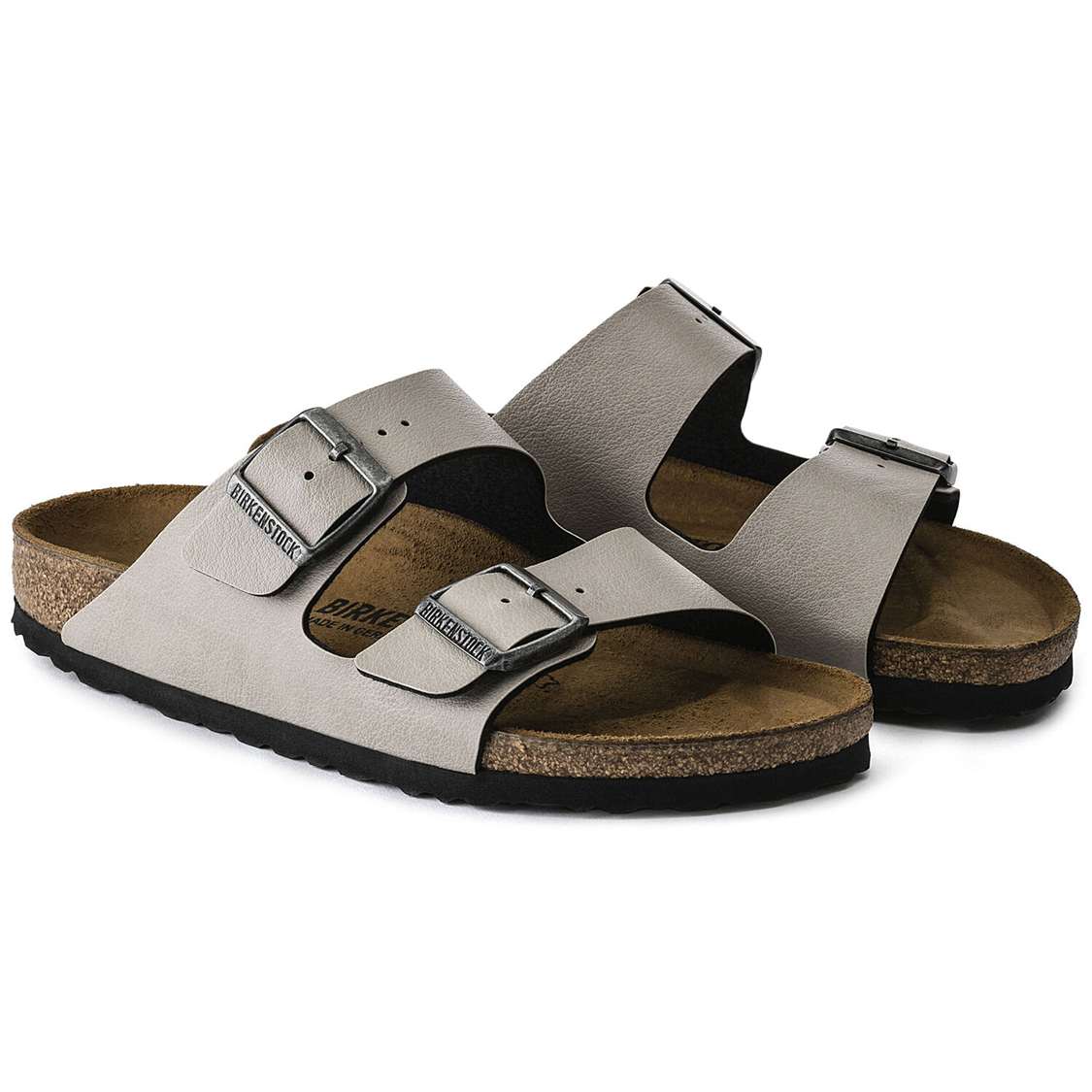 Grey Birkenstock Arizona Birko-Flor Men's Two Strap Sandals | D1iXWXInAF5