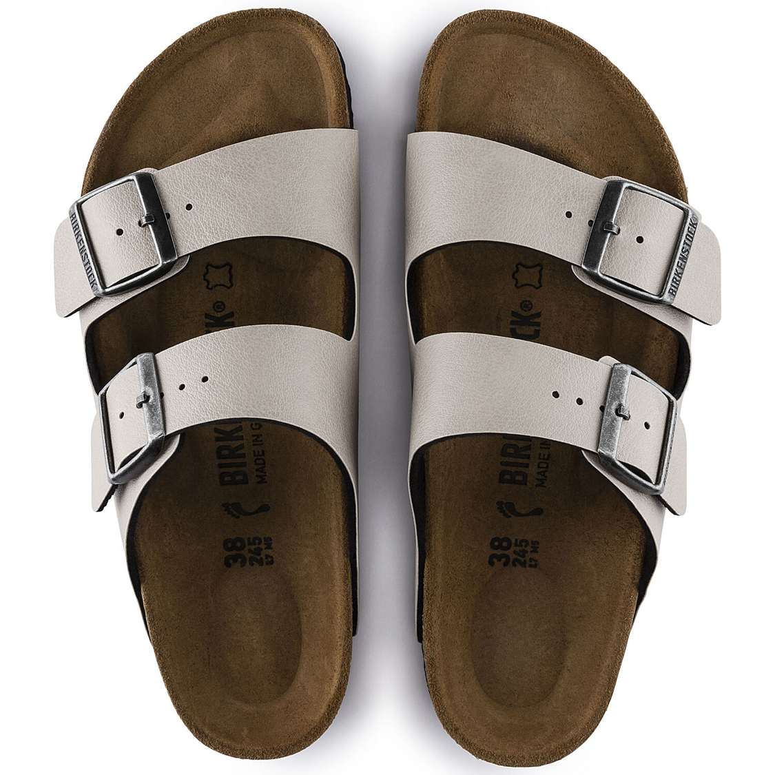 Grey Birkenstock Arizona Birko-Flor Women's Two Strap Sandals | DK9ck5NMt1V