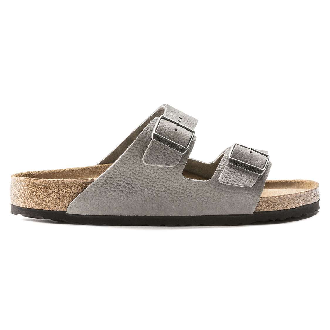 Grey Birkenstock Arizona Soft Footbed Nubuck Leather Men's Two Strap Sandals | uBfGSgisWN9