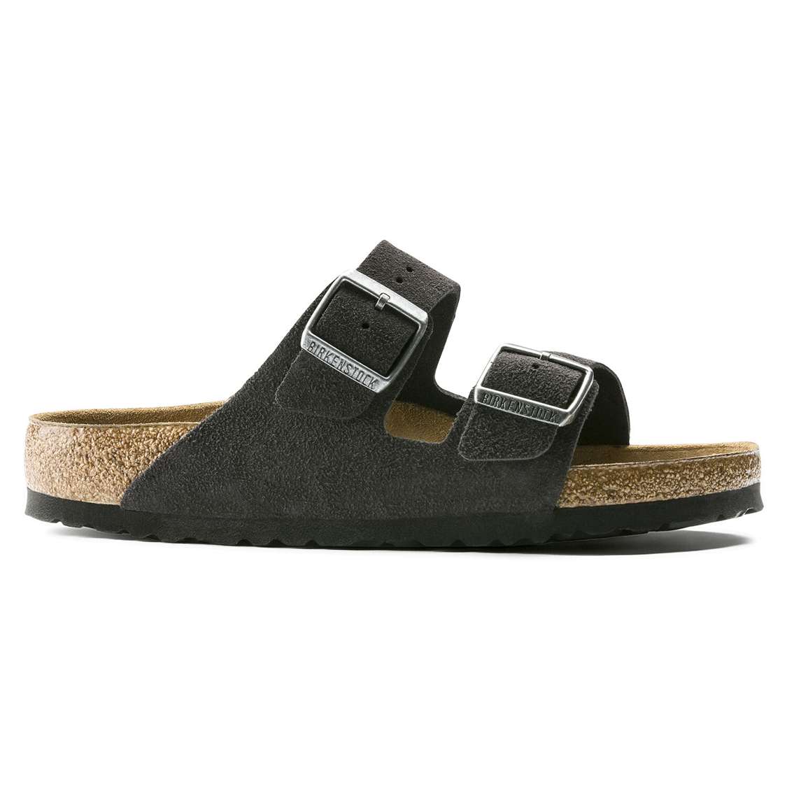 Grey Birkenstock Arizona Soft Footbed Suede Leather Men's Two Strap Sandals | DOVPYnb5uKl