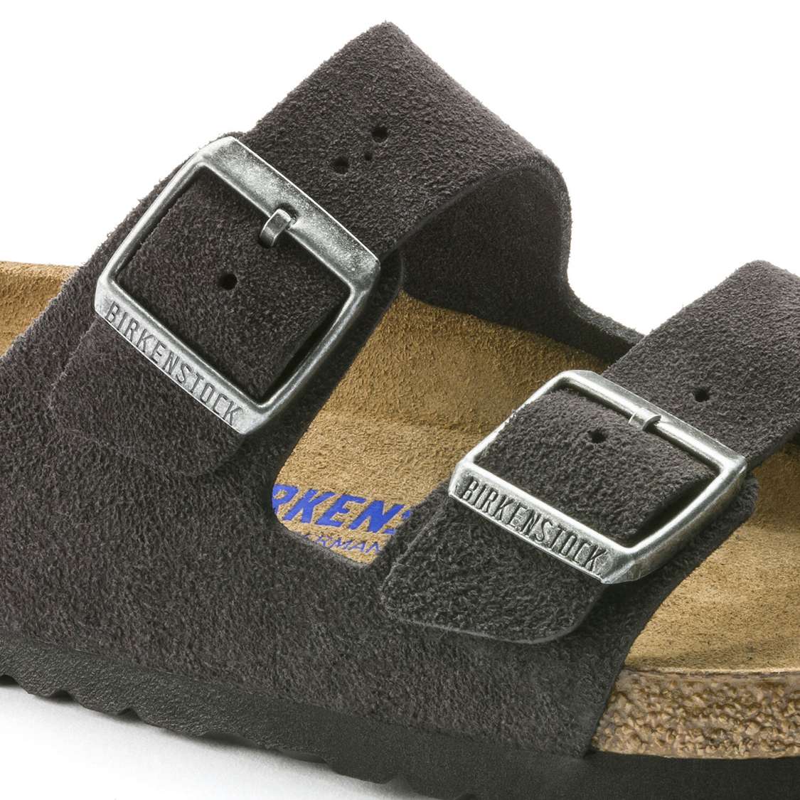 Grey Birkenstock Arizona Soft Footbed Suede Leather Men's Two Strap Sandals | DOVPYnb5uKl