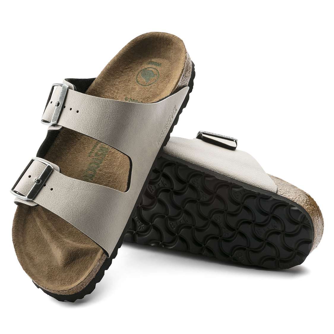 Grey Birkenstock Arizona Vegan Birko-Flor Women's Two Strap Sandals | WFc6mDzWR9T