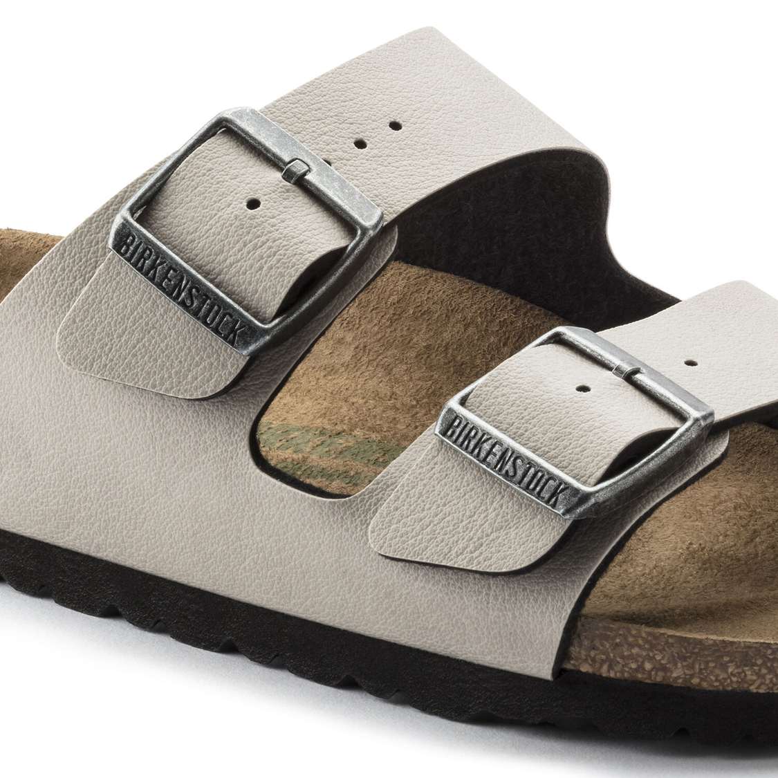 Grey Birkenstock Arizona Vegan Birko-Flor Men's Two Strap Sandals | fxWMLcidCM2