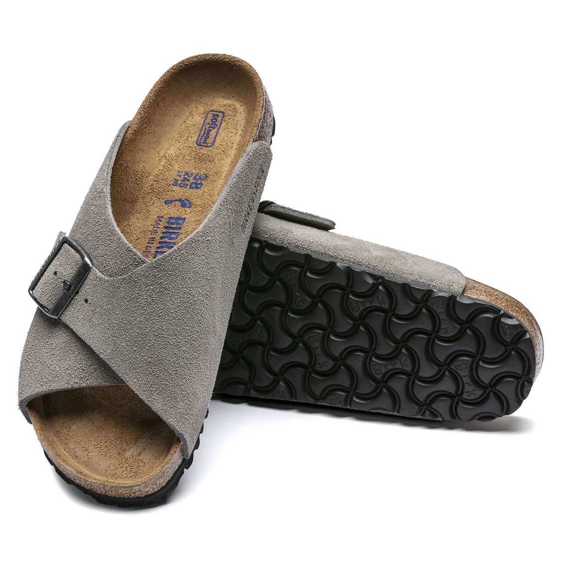 Grey Birkenstock Arosa Soft Footbed Suede Leather Women's Two Strap Sandals | Fls2umciyfB