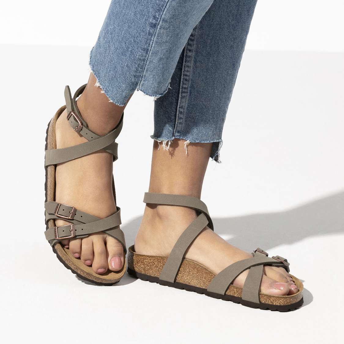 Grey Birkenstock Blanca Birkibuc Women's Multi Strap Sandals | oaNRbRC55tg