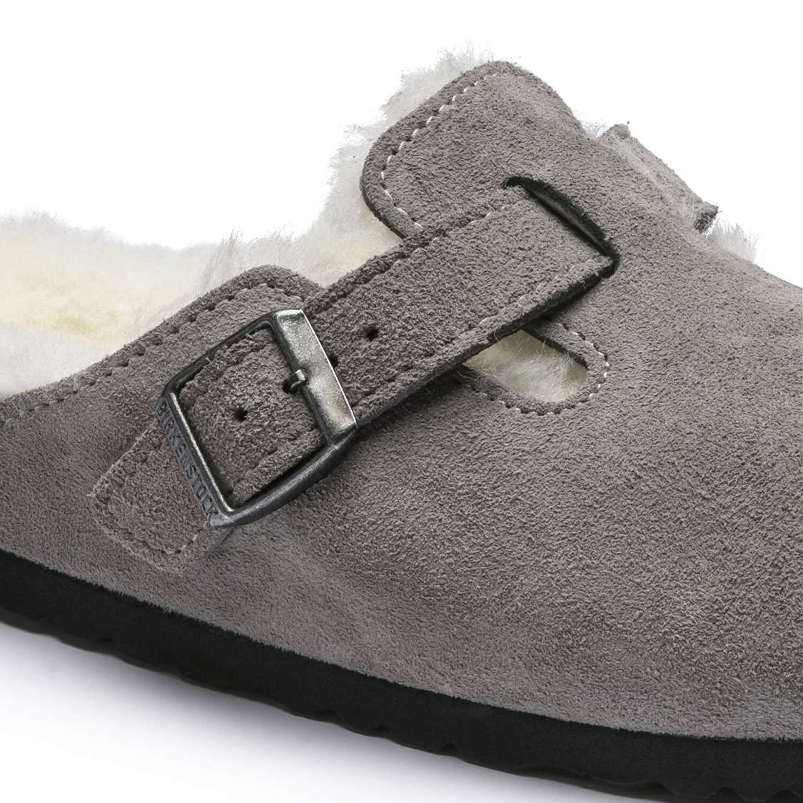 Grey Birkenstock Boston Shearling Suede Leather Women's Clogs | U9Z7lrVR4CQ