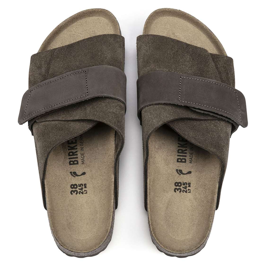 Grey Birkenstock Kyoto Suede Leather Men's One Strap Sandals | FnQF65FrQqt