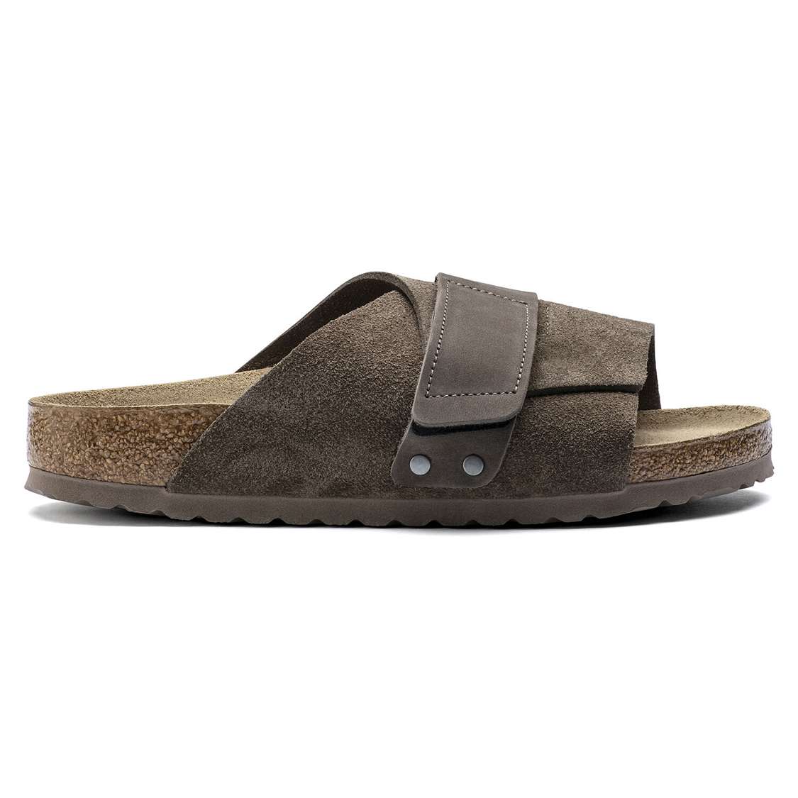 Grey Birkenstock Kyoto Suede Leather Men's One Strap Sandals | FnQF65FrQqt