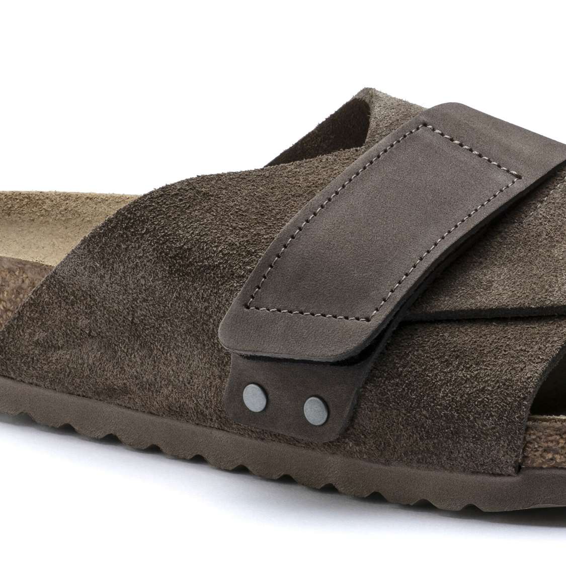 Grey Birkenstock Kyoto Suede Leather Men's One Strap Sandals | FnQF65FrQqt