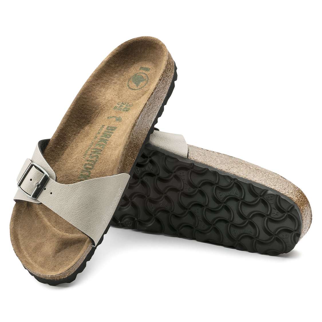 Grey Birkenstock Madrid Vegan Birko-Flor Women's One Strap Sandals | eQAOYIkwVFH