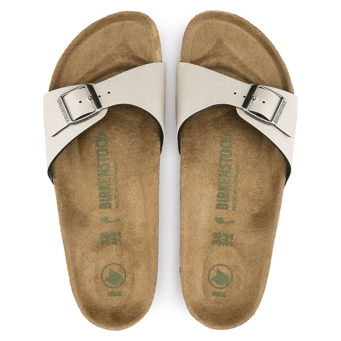 Grey Birkenstock Madrid Vegan Birko-Flor Women's One Strap Sandals | eQAOYIkwVFH