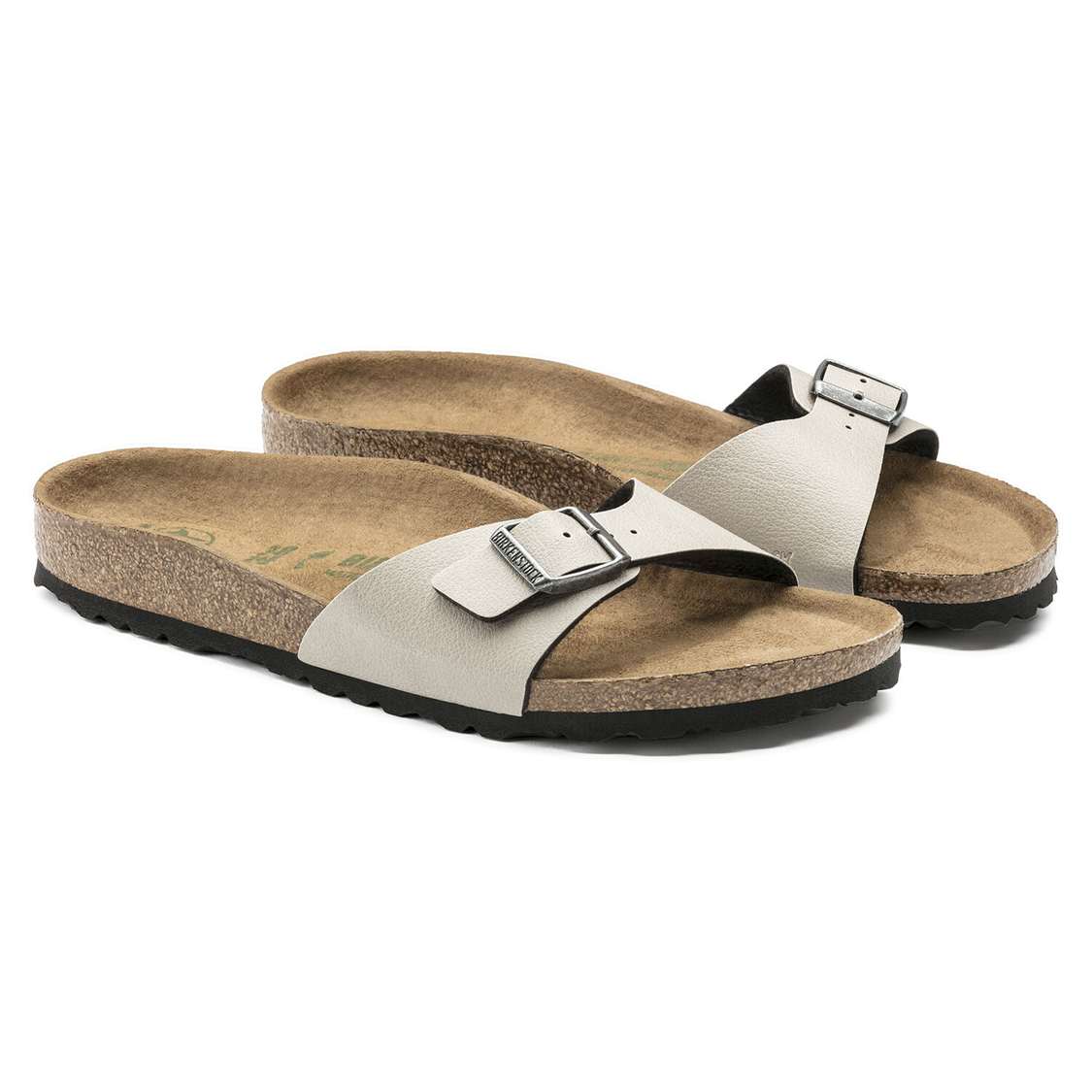 Grey Birkenstock Madrid Vegan Birko-Flor Women's One Strap Sandals | eQAOYIkwVFH