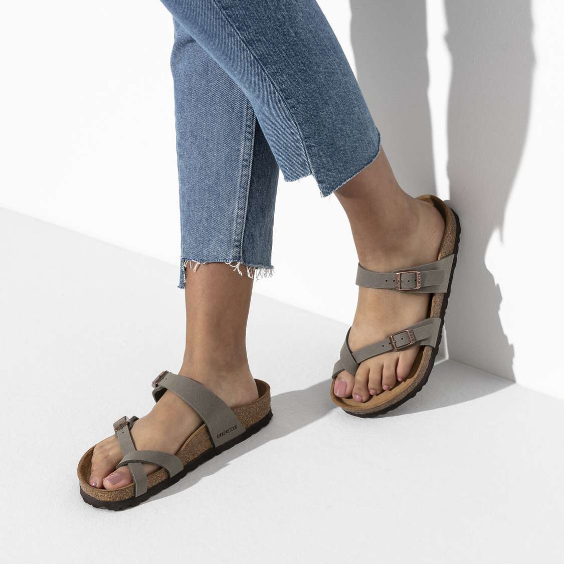 Grey Birkenstock Mayari Birkibuc Men's Two Strap Sandals | f8tgAtsqAIo