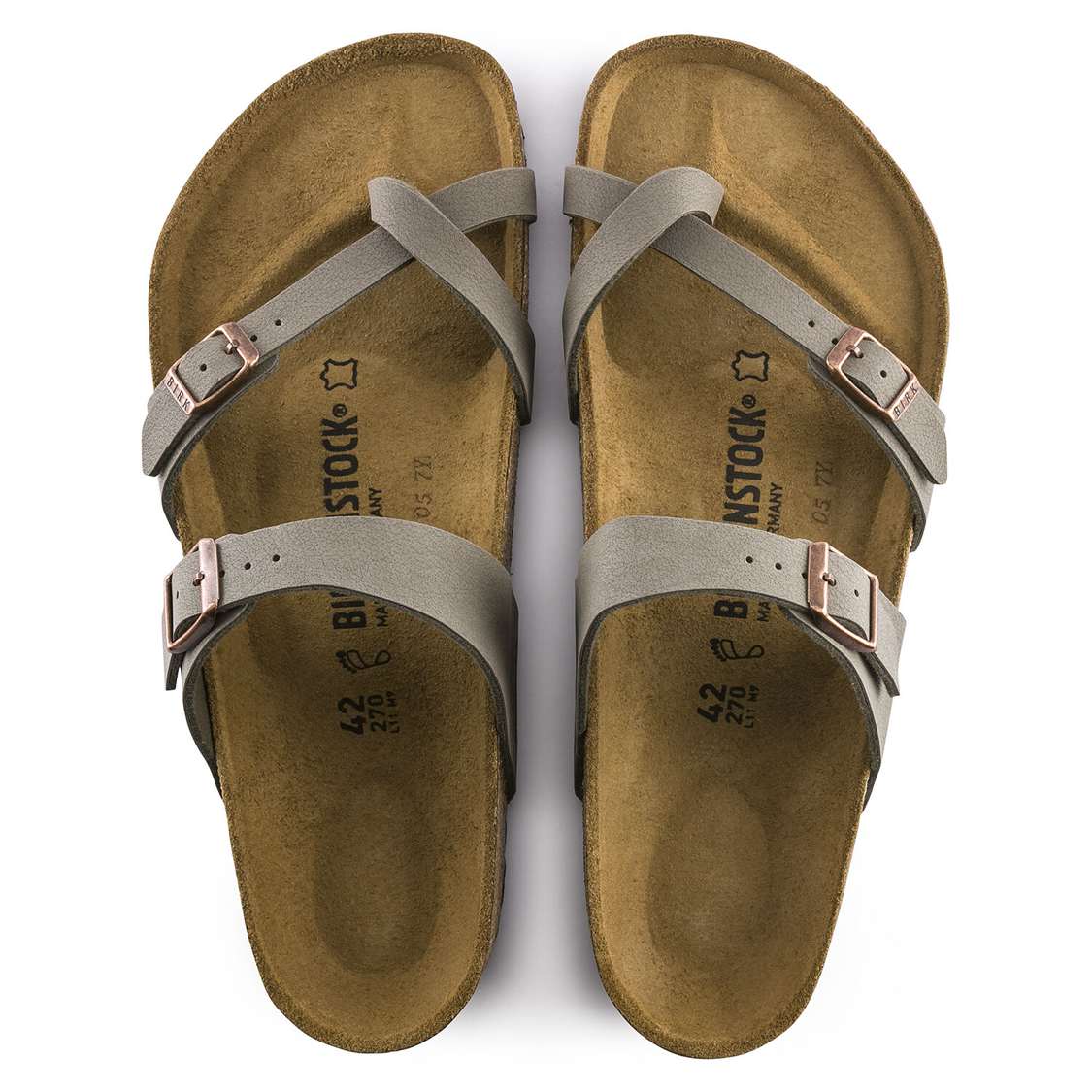 Grey Birkenstock Mayari Birkibuc Women's Two Strap Sandals | TF25VDHeYM9