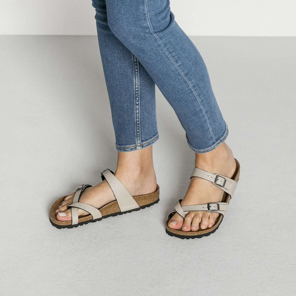 Grey Birkenstock Mayari Vegan Birko-Flor Women's Two Strap Sandals | 15vudPKVxSL