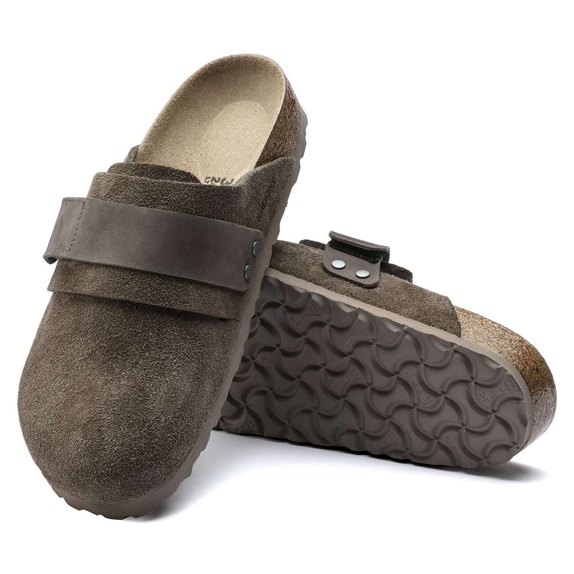 Grey Birkenstock Nagoya Suede Leather Men's Clogs | cBKRaFuxrdz