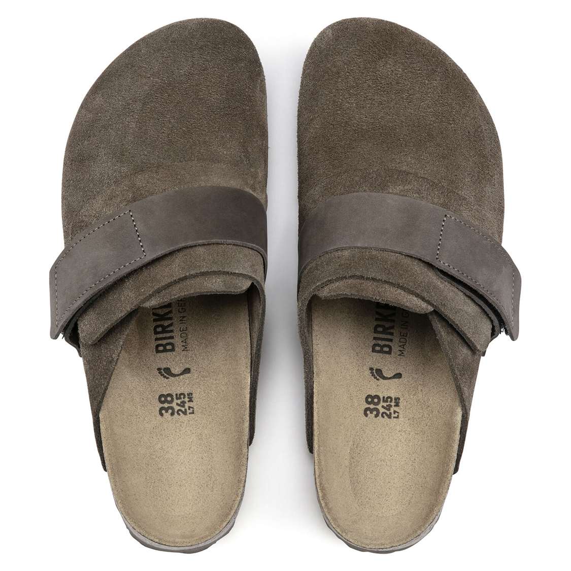 Grey Birkenstock Nagoya Suede Leather Men's Clogs | cBKRaFuxrdz