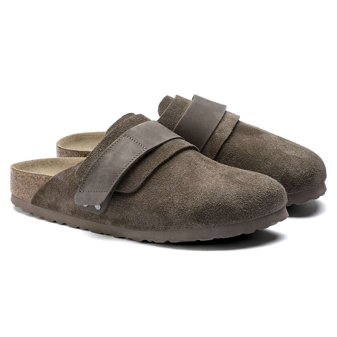 Grey Birkenstock Nagoya Suede Leather Men's Clogs | cBKRaFuxrdz