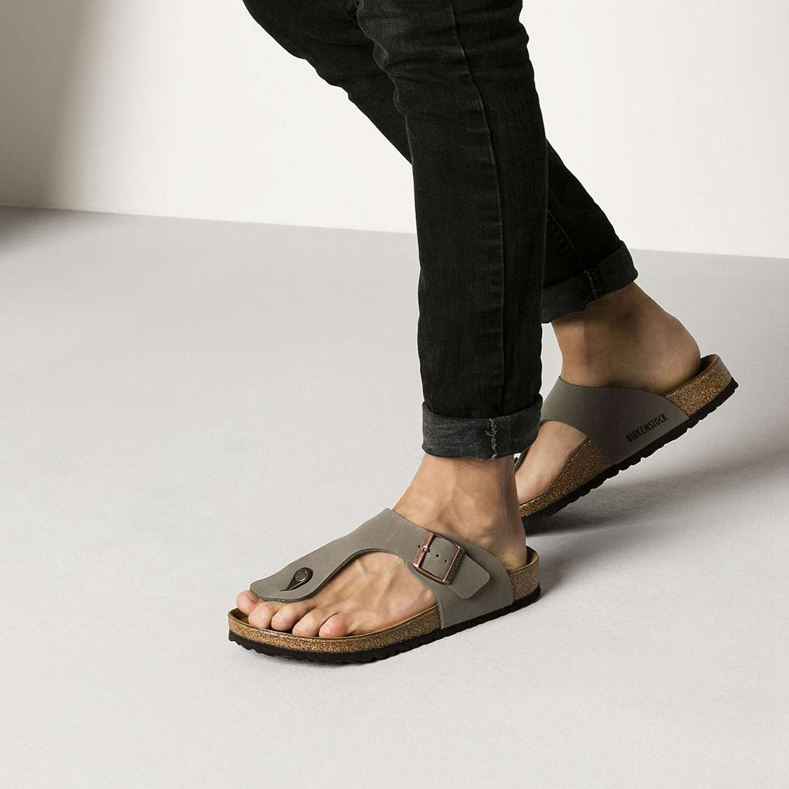 Grey Birkenstock Ramses Birkibuc Men's One Strap Sandals | UWhnmVrIslm