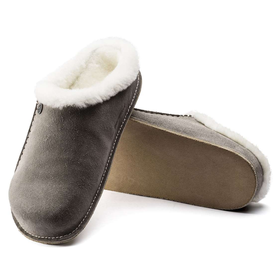 Grey Birkenstock Zermatt Premium Suede Leather Men's Clogs | PDEiIpYJyFk