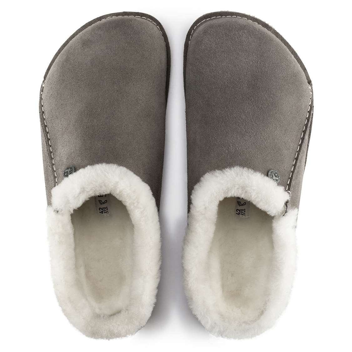 Grey Birkenstock Zermatt Premium Suede Leather Men's Clogs | PDEiIpYJyFk