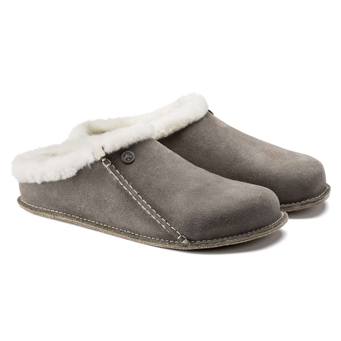 Grey Birkenstock Zermatt Premium Suede Leather Men's Clogs | PDEiIpYJyFk