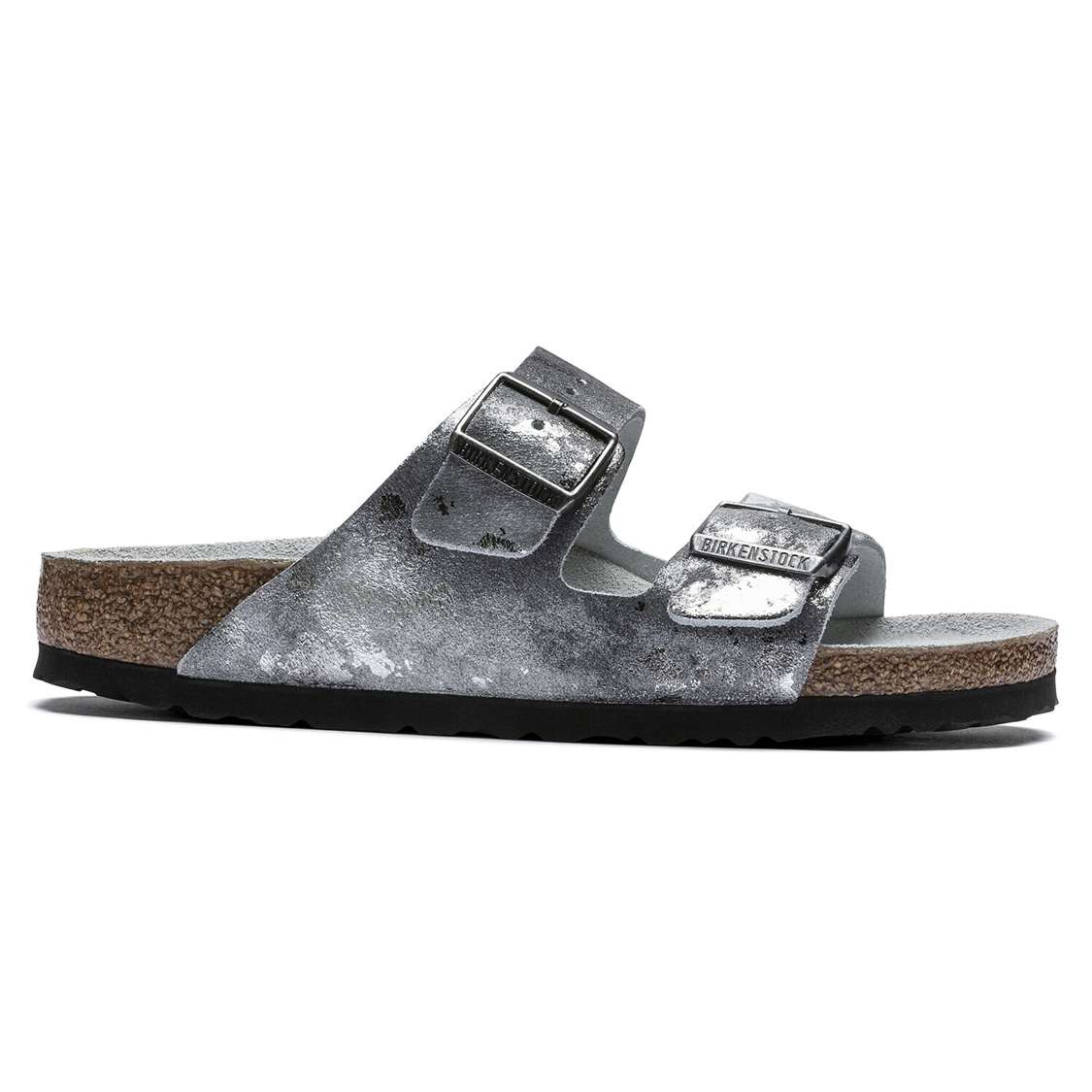 Grey Silver Birkenstock Arizona Suede Leather Women's Two Strap Sandals | gpUxBXsdEUd