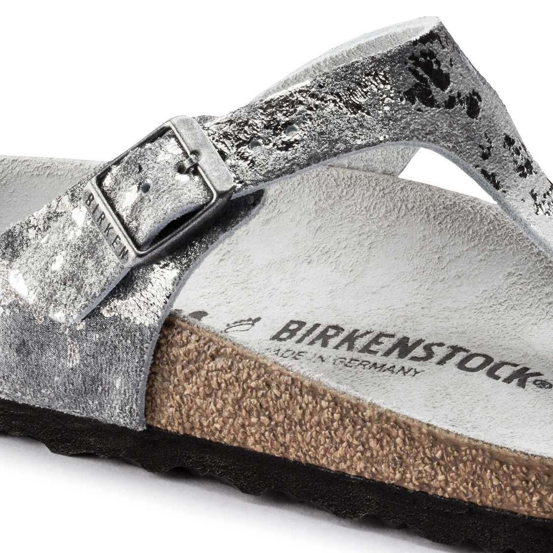 Grey Silver Birkenstock Gizeh Suede Leather Women's One Strap Sandals | RZ6NdG3AzQW