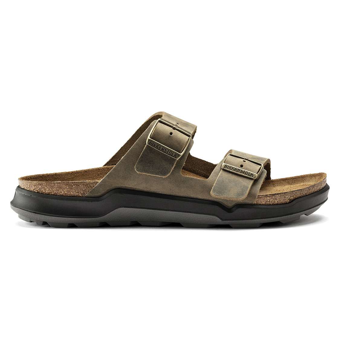 Khaki Birkenstock Arizona Cross Town Oiled Leather Men's Two Strap Sandals | LluJysPZrhz