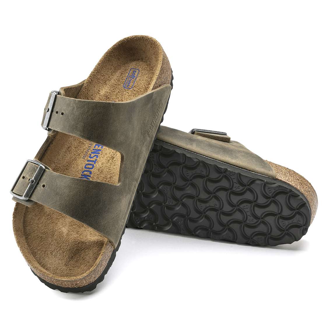 Khaki Birkenstock Arizona Soft Footbed Oiled Leather Women's Two Strap Sandals | 484oxoRIdGL