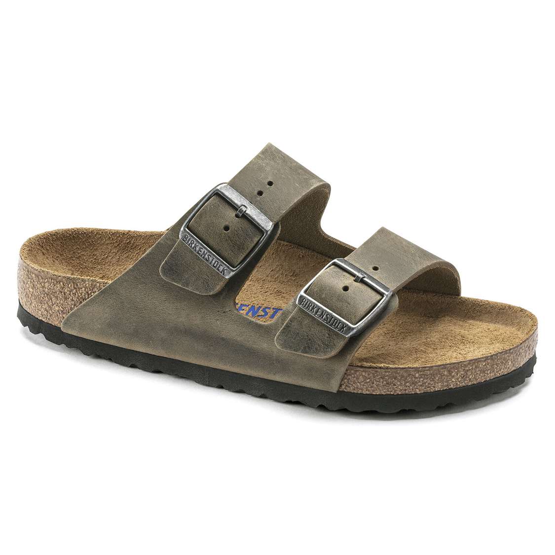 Khaki Birkenstock Arizona Soft Footbed Oiled Leather Women\'s Two Strap Sandals | 484oxoRIdGL