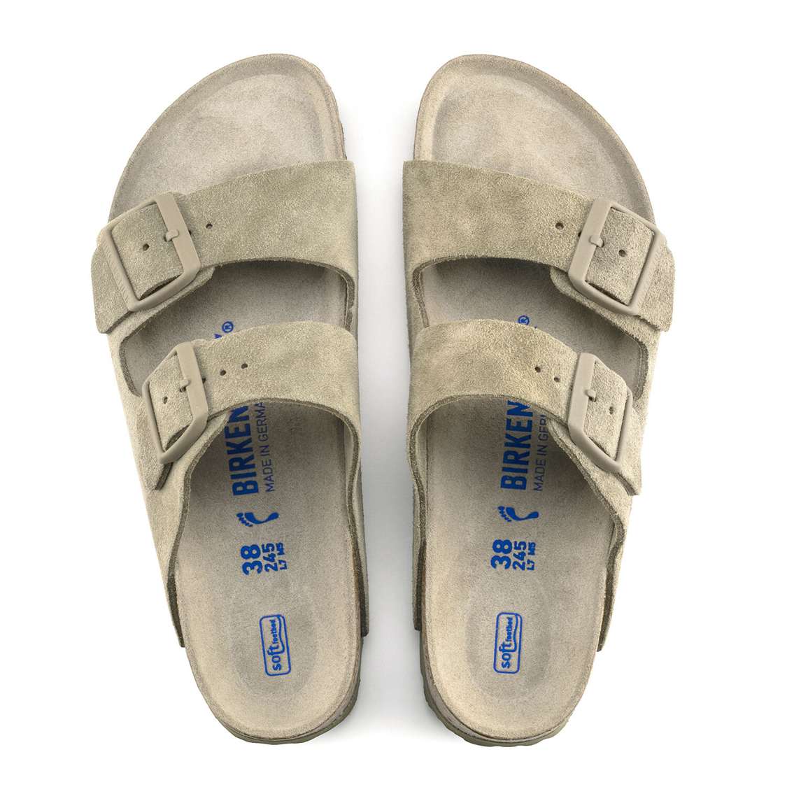 Khaki Birkenstock Arizona Soft Footbed Suede Leather Women's Two Strap Sandals | Fq9kTeIq4m2