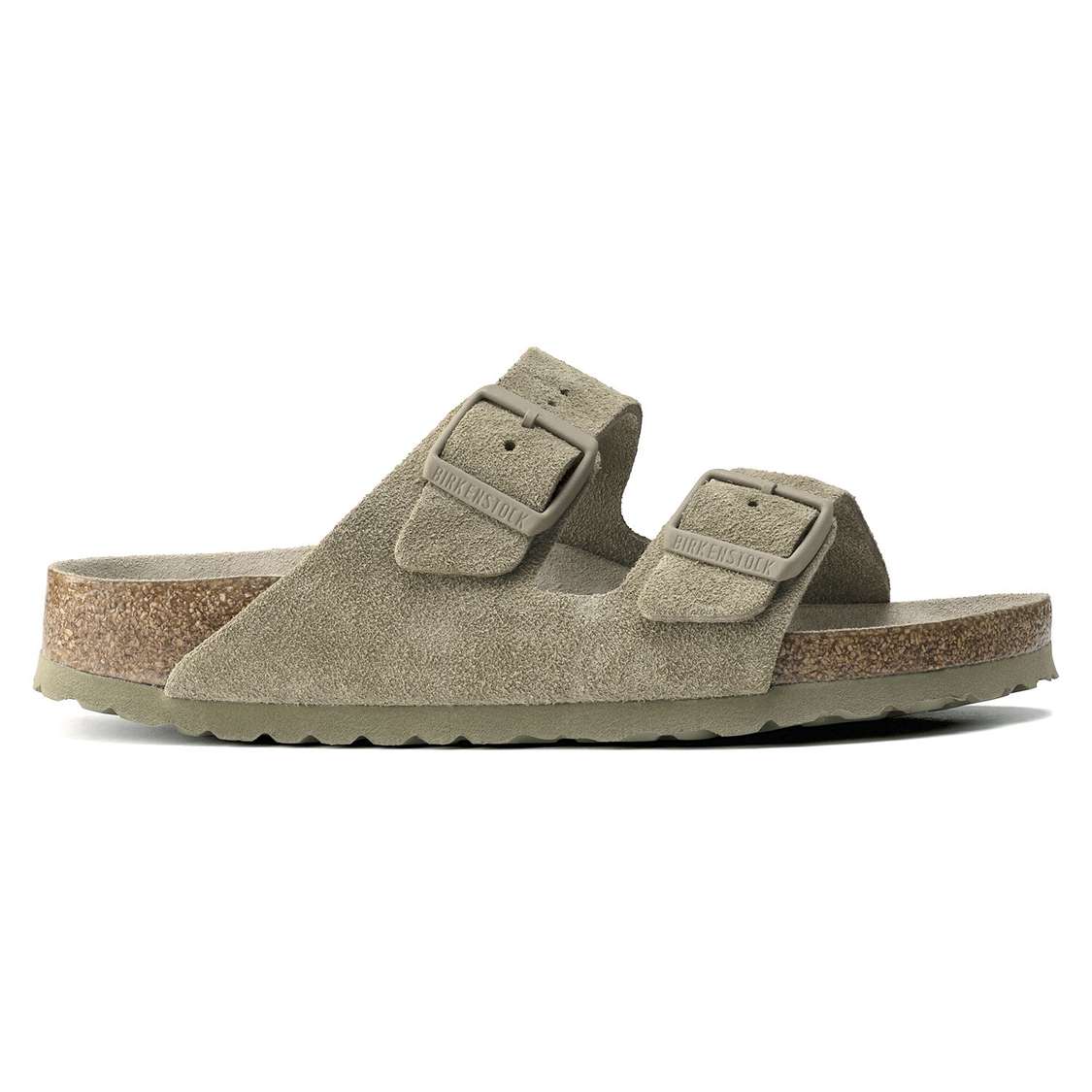 Khaki Birkenstock Arizona Soft Footbed Suede Leather Women's Two Strap Sandals | Fq9kTeIq4m2