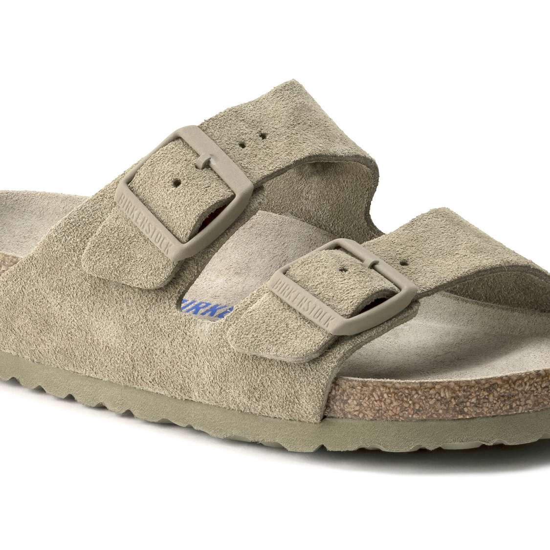 Khaki Birkenstock Arizona Soft Footbed Suede Leather Women's Two Strap Sandals | Fq9kTeIq4m2