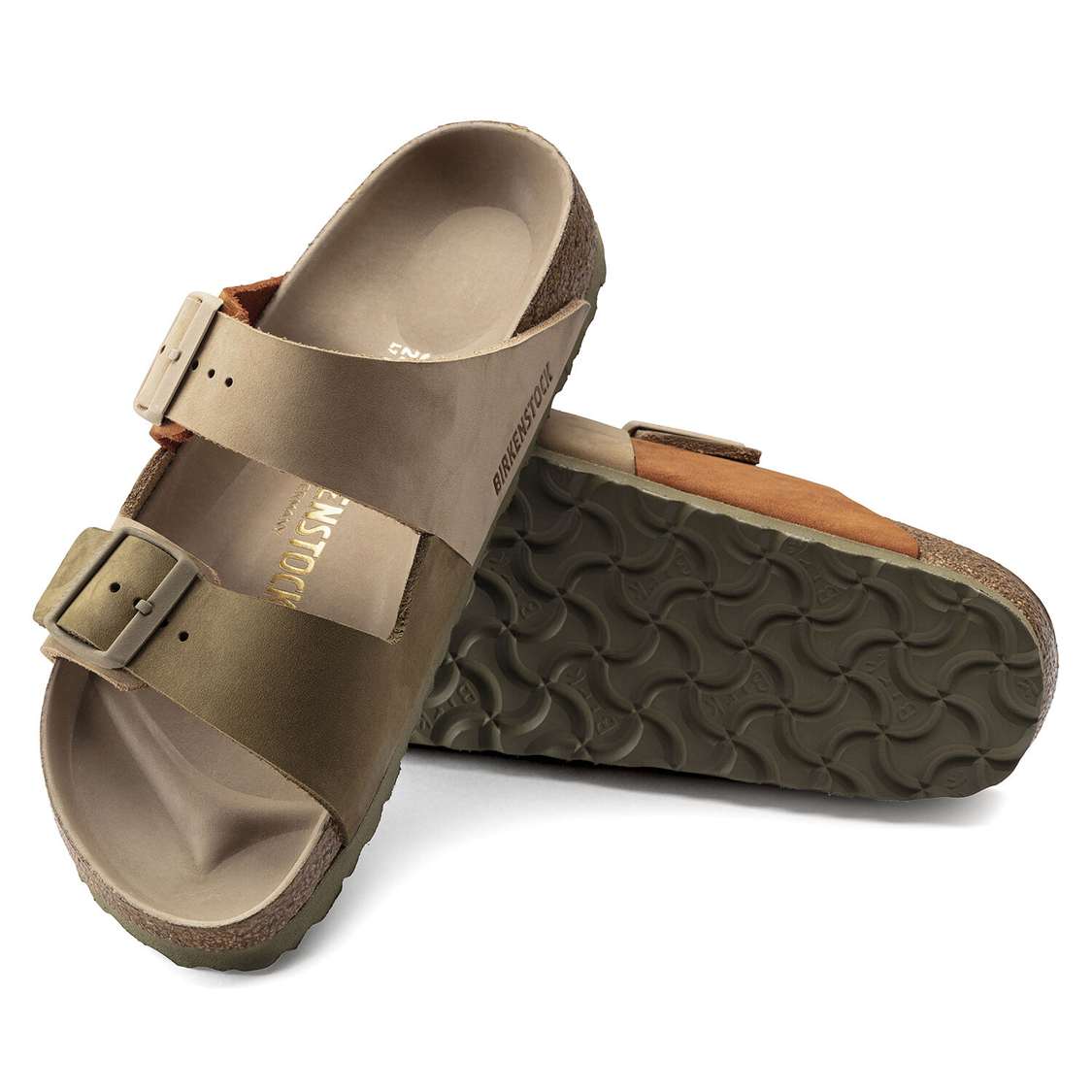 Khaki Birkenstock Arizona Split Nubuck Leather Women's Two Strap Sandals | zUGkhR37mEY