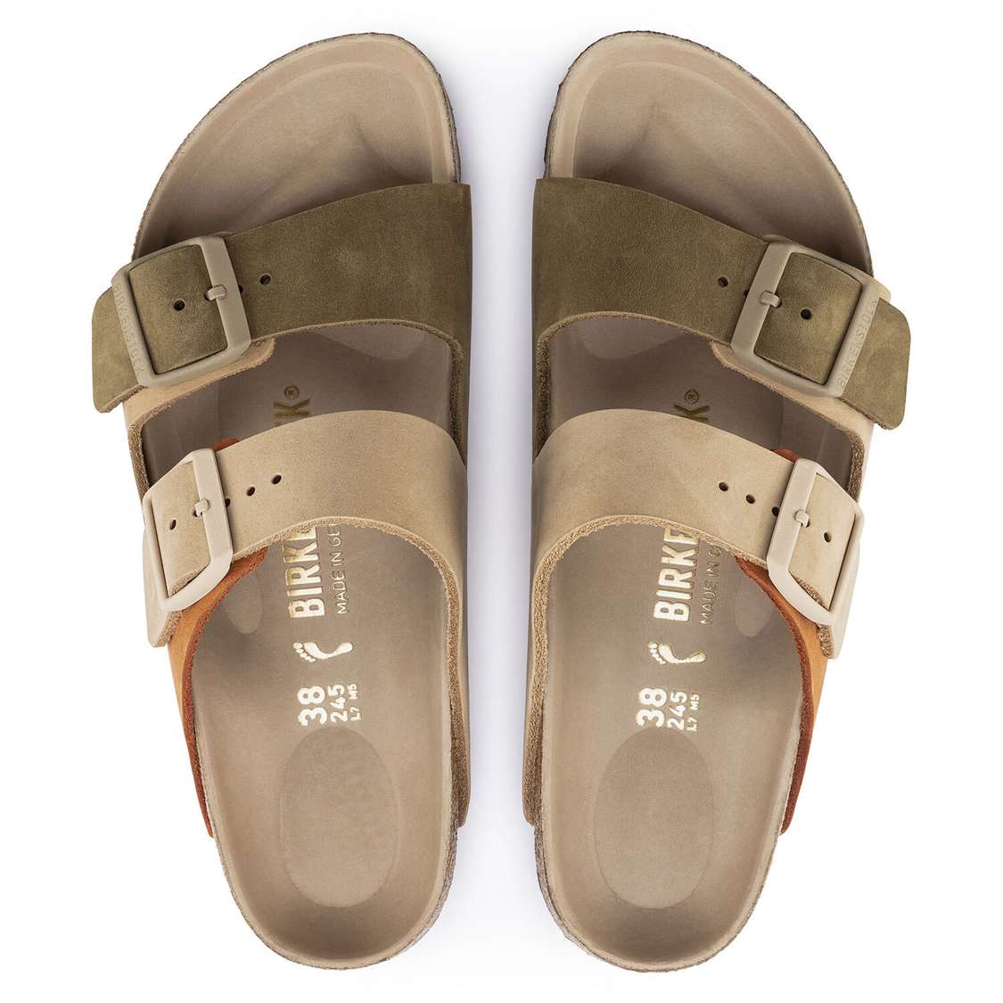 Khaki Birkenstock Arizona Split Nubuck Leather Women's Two Strap Sandals | zUGkhR37mEY