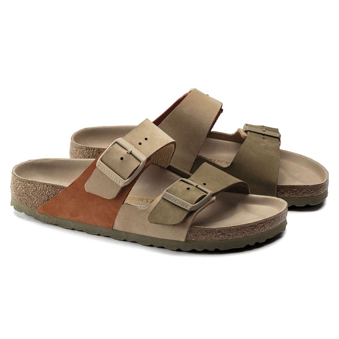 Khaki Birkenstock Arizona Split Nubuck Leather Women's Two Strap Sandals | zUGkhR37mEY